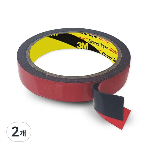 쓰리엠 아크릴 폼 하이패스 부착 고내열 양면테이프 블랙 20mm x 1.5m, 2개