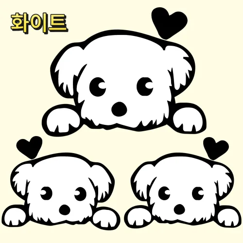 별라 자동차 스크래치 스티커 귀여운 강아지 차량용 흠집 커버 1세트, 3개, 화이트