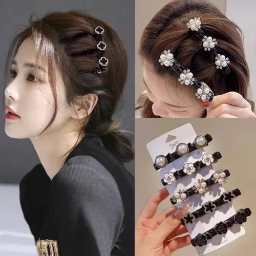 마누스 라인스톤 집게핀 나비·꽃·별 모양 헤어악세사리 - 진주 장식 여아 머리핀