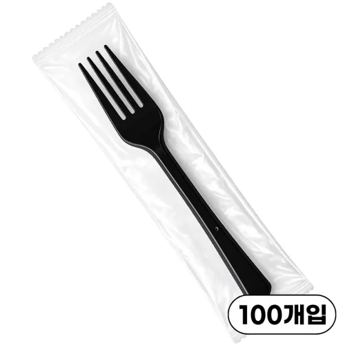 일회용 포크 개별포장 검정