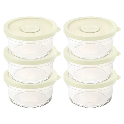 글라스락 렌지쿡 촉촉한 햇밥용기 원형 코코넛밀크, 6개, 350ml