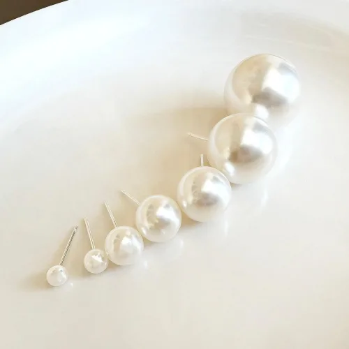 MOOLDN 실버925 화이트 펄 진주 혼주 한복 면접 귀걸이 (4mm/5mm/8mm/10mm/13mm/16mm/20mm)