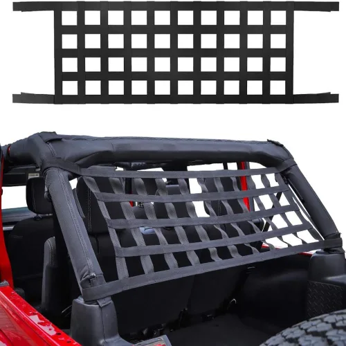 1987-2024 랭글러 YJ TJ JK JL & 글래디에이터 JT 블랙용 사바디카르 메시 카고 네트 루프 탑 네트팅 해먹, 1세트