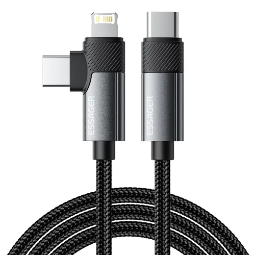 Essager PD 65W 3A C to C타입+아이폰8핀 고속충전 케이블 2개입, 회색, 2개, 2m