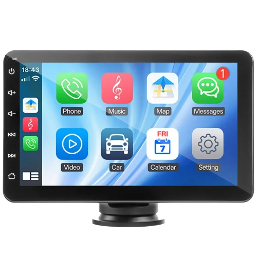 HIPPCRON 7인치 차량용 모니터 무선 CarPlay Android Auto 거치형 내비게이션 후방카메라 지원, 세트 2, 2GB
