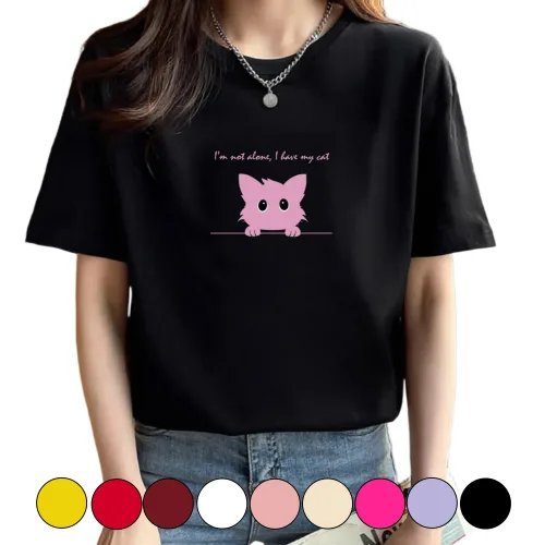 그리내 여성 라운드넥 여름 귀여운 고양이 시원한 반팔티 커플티 캐릭터 이너 홈웨어 프린팅 티셔츠
