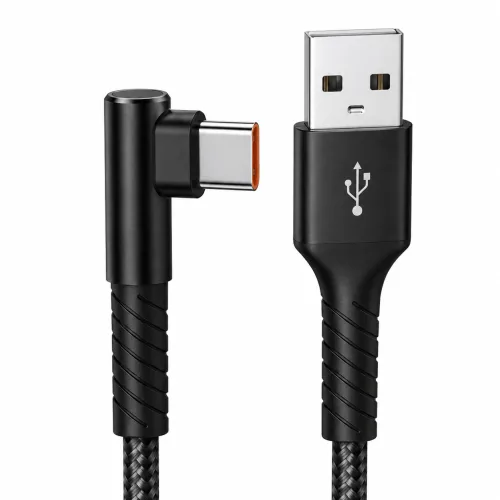 프로젝트 A USB 타입 C L자형 PD 100W 초고속 충전케이블, 1개, 블랙, 1m