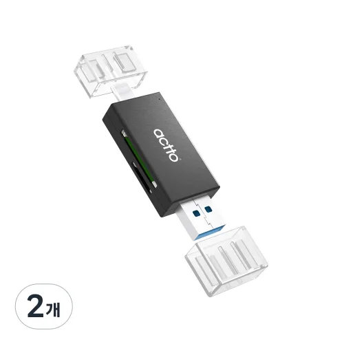엑토 TF SD카드 USB 3.2 C타입 듀얼 OTG 멀티 카드리더기, OTG-10, 블랙, 2개