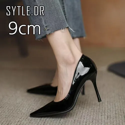 스타일닥터 여성 스틸레토 하이힐 7cm/9cm 광택 블랙 구두 정장 오피스룩 추천 페이턴트 하이힐 여자 오피스 하이힐