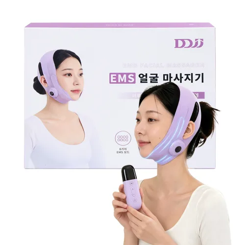 DDJJ 저주파 얼굴 마사지기 V라인 리프팅밴드 EMS 얼굴 마시지 피부 탄력 케어 이중턱 리프팅 8가지 모드 20단계 강도, 퍼플, 1개