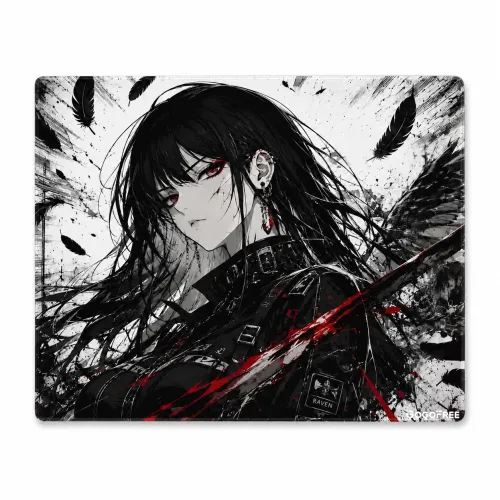 GOGOFREE 일러스트 Raven Shade 강화유리 게이밍 마우스패드 2mm 초슬림, 1개, Raven Shade 40x50cm
