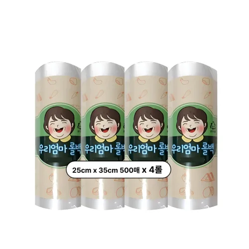 우리엄마 위생롤백 25 x 35cm, 500매 2롤, 4개, 중(M), 500개