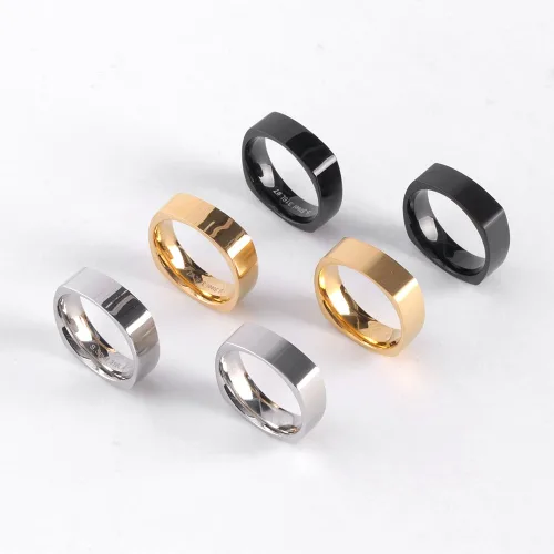 VARAM 써지컬316L스틸 6mm 데일리 민자 사각반지