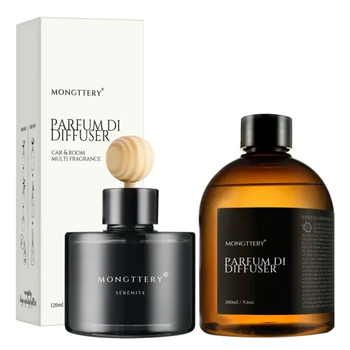몽때리 차량용 방향제 120ml 본품 + 300ml 리필 세트, 새콤달콤복숭아, 1세트