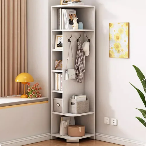Zzang Room 원룸 원목행거 다용도 틈새 옷걸이 행거 다용도 수납 코너 행거 틈새 수납장, 화이트