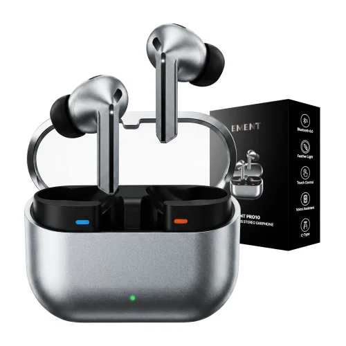 에먼트 블루투스 6.0 커널형 무선 이어폰 ENC 노이즈캔슬링 Hi-Fi 고음질, 실버, EMENT-PRO10