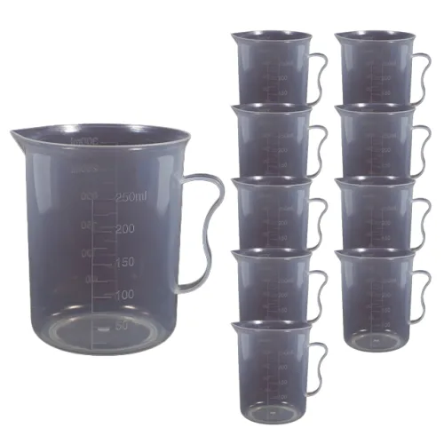 비커 250ml 10개 손잡이 눈금 비이커 계량컵 플라스틱
