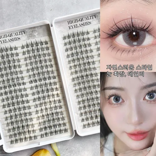 384족 대용량 속눈썹 인조 부분 가닥속눈썹 연장 , C컬 길이혼합 10mm 11mm 12mm 혼합구성, 1개, 검정색