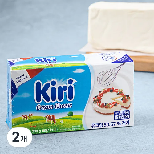 [로켓프레시] 끼리 크림치즈 베이킹 블럭, 200g, 1개입, 2개