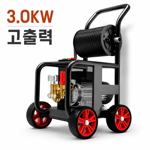 고압세척기 스마트제어 3.0kW 고출력 산업용 세척기 대형 화물차 세차기 볼트제트 배관세척기계, 블랙, VJ-P30 라이트 (3.0kW, 20m)