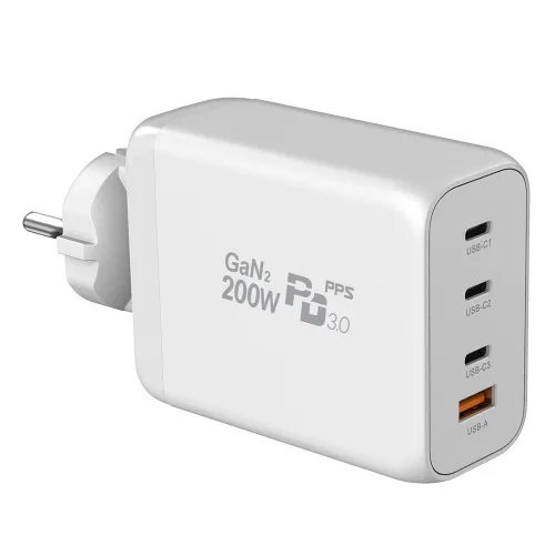 유엠투 200W GaN2 PD 접지형 4포트 고속 충전기, 화이트, 1개