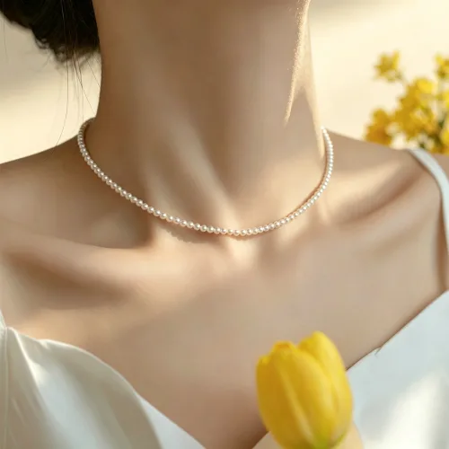 트렌디고 천연 담수 여성 진주 목걸이 데일리 패션 쥬얼리