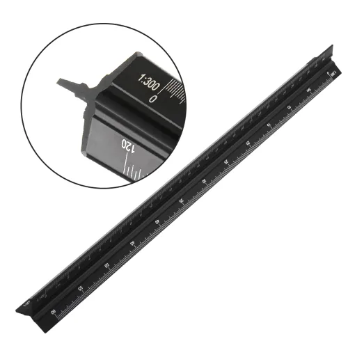 야토 알루미늄 삼각 스케일자 슬림엣지 YTS300 30cm, 1개, 블랙