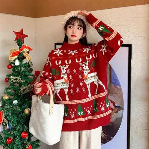 크리스마스 커플룩 스웨터 남여공용 스웨터+니트비니