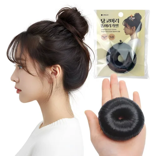 이지유 당고머리 도넛링 똥머리 밴드 승무원 올림머리 부분가발, 1개, 블랙