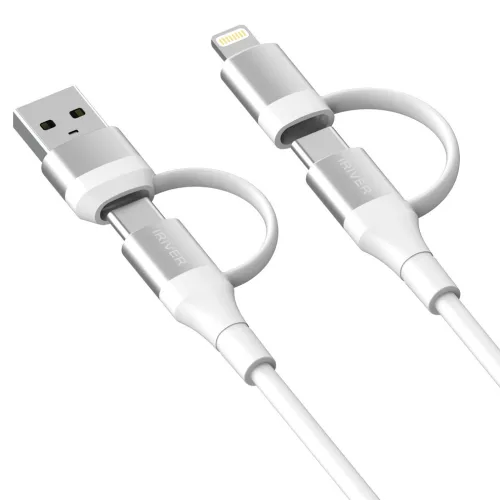 아이리버 C타입/USB A-C타입/라이트닝8핀 4in1 멀티 60W PD 고속충전 케이블 ISD-CL150CA, 1개, 혼합색상, 1.5m