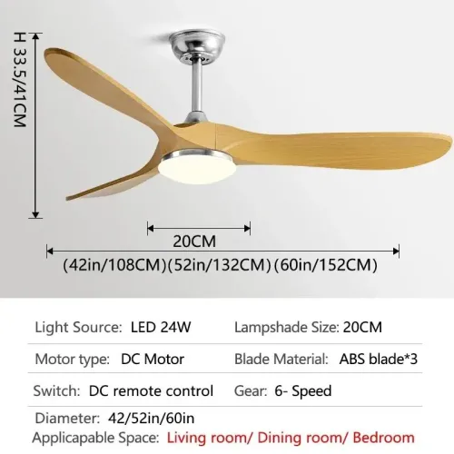 LED 조명과 리모컨이 있는 천장 선풍기 양방향 무소음 DC 모터 3개 ABS 팬 블레이드 지원 110-240V