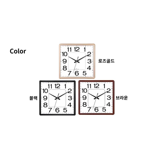 준우 빈티지 사각 심플 대형 벽시계, 블랙