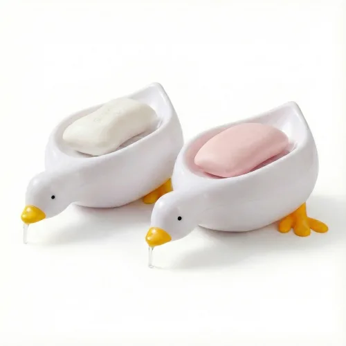 일상스토리 오리모양 물빠짐 비누 받침대 1+1, 화이트