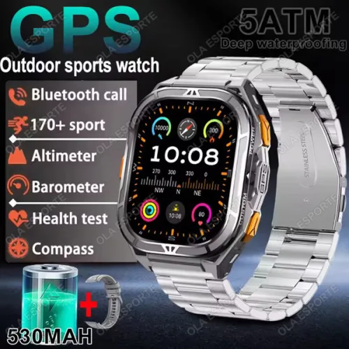 X5 Amoled 5ATM GPS 방수 SmartWatch 남자 내장 듀얼 밴드 GNSS 나침반 군사 스포츠 트래커 스마트 시계 남자 여자 2025