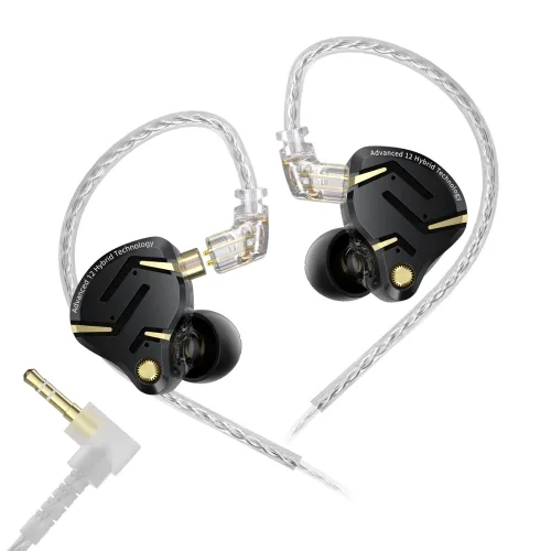 Keephifi KZ ZS12 PRO 2 플래그십급 슈퍼리니어 1DD+5BA 하이브리드 HIFI IEM, 3.5mm 게이잉 인이어 이어폰,유선 이어폰, 블랙, 노마이크