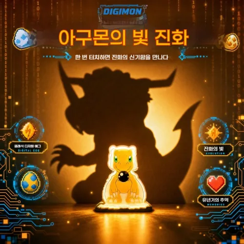 디지몬 프로젝션 무드등 LED 침실 거실 캐릭터 인테리어 장식 조명, 아구몬 프로젝션 무드등