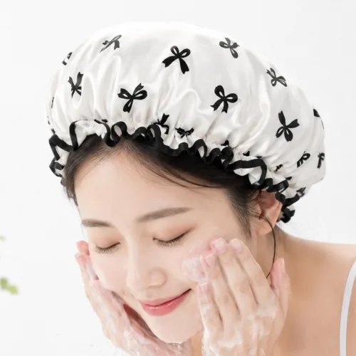 야오템 이중 방수 28cm 헤어캡, 2개, 화이트+브라운