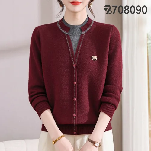 708090 중년 여성 프리미엄 페이크 투피스 기모 도톰 스웨터