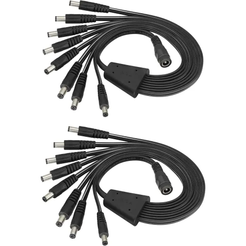 5.5*2.1mm DC 전원 분배 케이블 암1 수8 CCTV 보안카메라 DVR LED스트립 8대 동시전원 공급 분배선, 2개, 1 female to 8 male