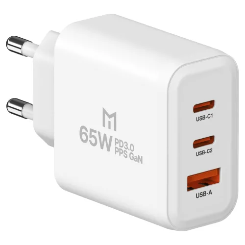 모란카노 65W GaN PPS 초고속 3포트 충전기, 화이트, 1개
