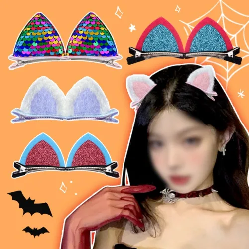 고양이 귀 할로윈 집게핀 예쁜 헤어핀 귀여운 헤어 악세사리 포인트 동물 삔 머리집게 장식