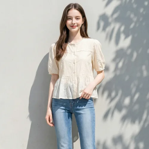 부루앤쥬디 자수 스캘럽 블라우스 BOSEBL504B