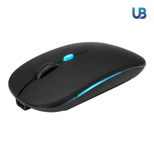 UB 울트라 슬림 LED 듀얼 블루투스 마우스 BM5 무선 충전식, 블랙, BM5-LED