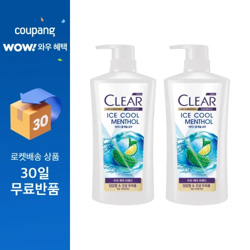 클리어 아이스 쿨 멘솔 샴푸, 650ml, 2개