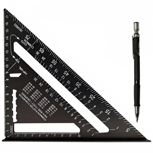 툴레보 다용도 목공용 제도용 직각 알루미늄 삼각자 7인치 180mm + 2mm 홀더팬, 1개