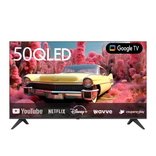프리토스 50인치 QLED 4K 구글 AI 스마트TV 베젤리스 1등급, 고객직접설치, 스탠드형, 50QLED, 127cm(50인치)