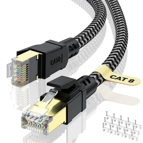 CAT8 랜선 초고속 인터넷 랜케이블 40Gbps 2000MHz, 10m, 1개, 블랙