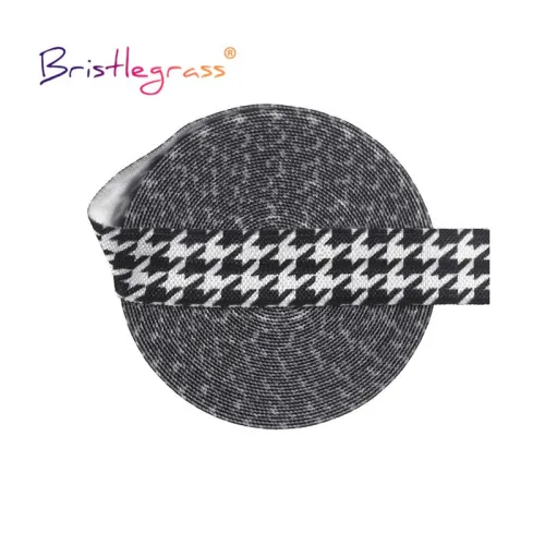 BRISTLEGRASS 2 5 10 Yard 5/8 "15mm 레이스 크라운 레오파드 동물 프린트 Fold Over Elastics FOE 스판덱스 밴드 테이프 헤어 타이