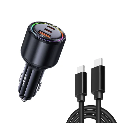 비잽 175W 3포트 차량용 초고속 충전기 + 100W 케이블 세트, 블랙, BZCCA175