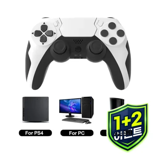 [1+2] GAMINJA P48 무선 게임패드 6 축 자이로스코프 게임 컨트롤러 PS4 PS3 콘솔 윈 7 8 10 듀얼 진동 PC 조이스틱 White Black